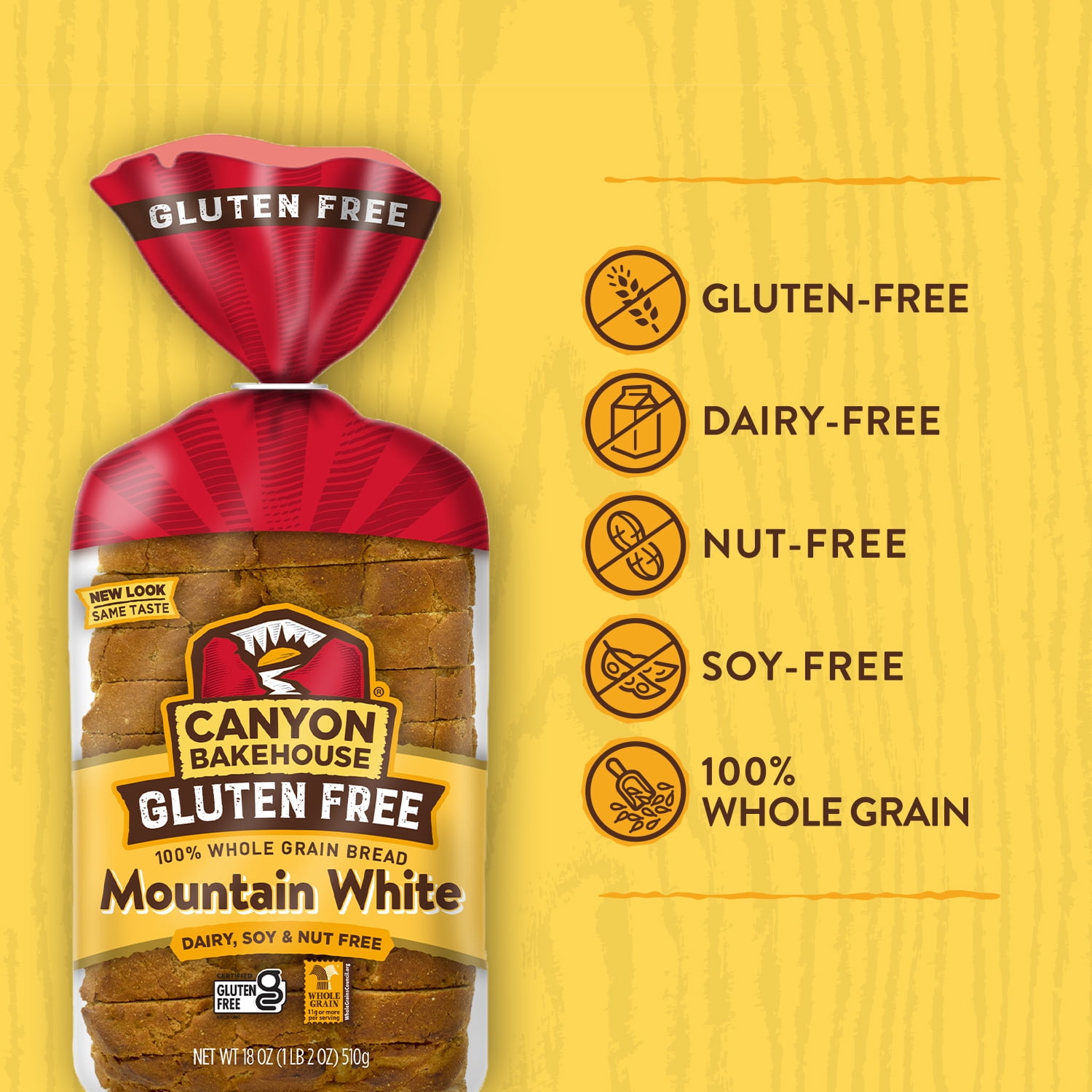 Canyon Bakehouse Mountain White Gluten Free White Bread Loaf, 18 oz., Frozen