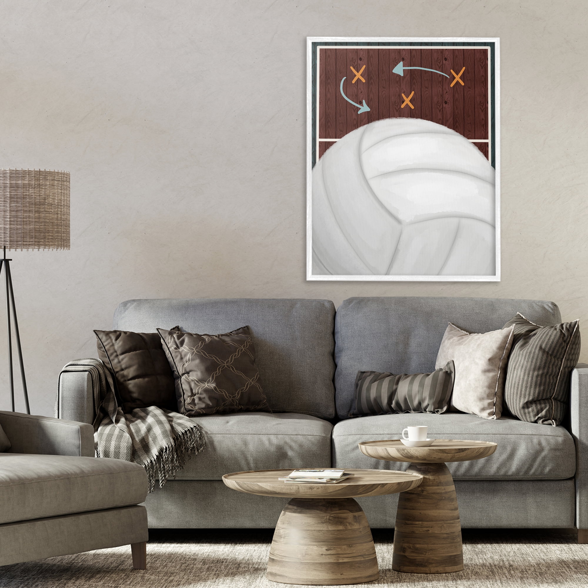 Stupell Industries Volleyball Court Tactics White Framed Giclee Art, design by Jennifer Stith