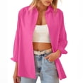 thumbnail image 2 of Mchoice Long Sleeve Shirts for Women Cardigan Candy Color Loose Casual Turndown Collar Blouse Tops, 2 of 6