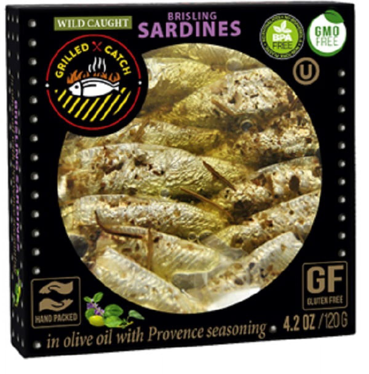 Grilled Catch Wild Caught Brisling Sardines in olive oil 5 Flavor Variety Pack, 4.2 Ounce each