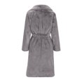 thumbnail image 4 of WCMZJ Women's Fuzzy Fleece Winter Jacket Faux Fur Lapel Coat Mid Length Sherpa Teddy Coat Warm Winter Trendy Clothes Gray XXL, 4 of 6
