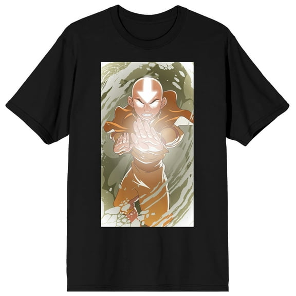 Avatar The Last Airbender Aang With Air Bending Men's Black Graphic Tee - S