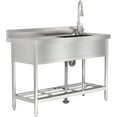 thumbnail image 1 of Fregadero de Utilidad de Acero Inoxidable, Lavabo Independiente con Toma de Agua Fría y Caliente y Grifo, Lavadero para Cocina, Lavandería, Restaurante, Garaje, 1 of 8