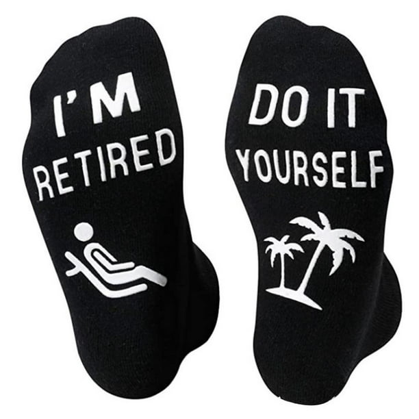 Men Women Novelty Funny Sayings Anti-Slip Socks Do Not Disturb Do It  Yourself I Am Retired Phrase Cotton Hosiery Retirement Gift for Retirees  Colleagues 