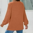thumbnail image 4 of Women's Solid Color Waffle-Knit T-Shirt Casual Soft Long-Sleeve V-Neck Loose Shirt Top, 4 of 7