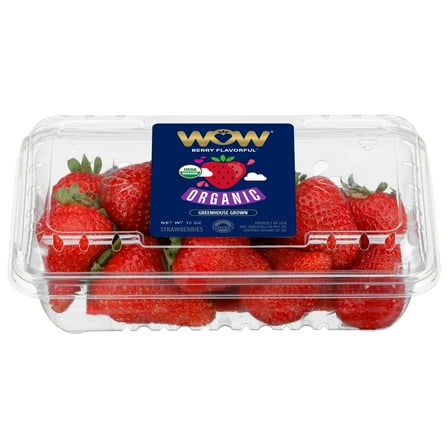 Fresh USDA Organic WOW Greenhouse Grown Strawberries, 10 oz Container
