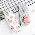 thumbnail image 4 of Caja de lápices con cremallera Kawaii, bolsa de cosméticos de lona, multiusos para chicas estudiantes, blanco Feliz Sencillez, 4 of 5