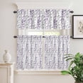 thumbnail image 2 of 3 Piece Kitchen Curtains and Valances Set Purple Grey Botanical Cafe Curtains 36 Inch Length Spring Floral Summer Farmhouse Valance & Tier Curtain for Living Room Bedroom Window 54"x18"+27"x36"*2, 2 of 6