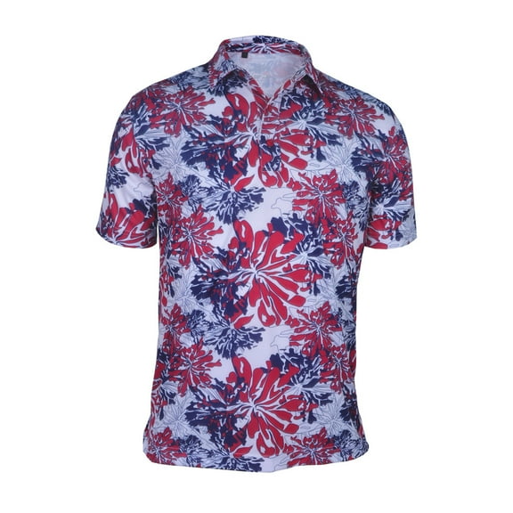 Monterey Club Men's Popcorntique Print Tailored Collar Golf Polo Shirt #3505