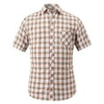 thumbnail image 2 of WREESH Men's Casual Button Down Shirts with Turndown Collar and Pocket Short Sleeve Plaid Cotton Top Orange, 2 of 4