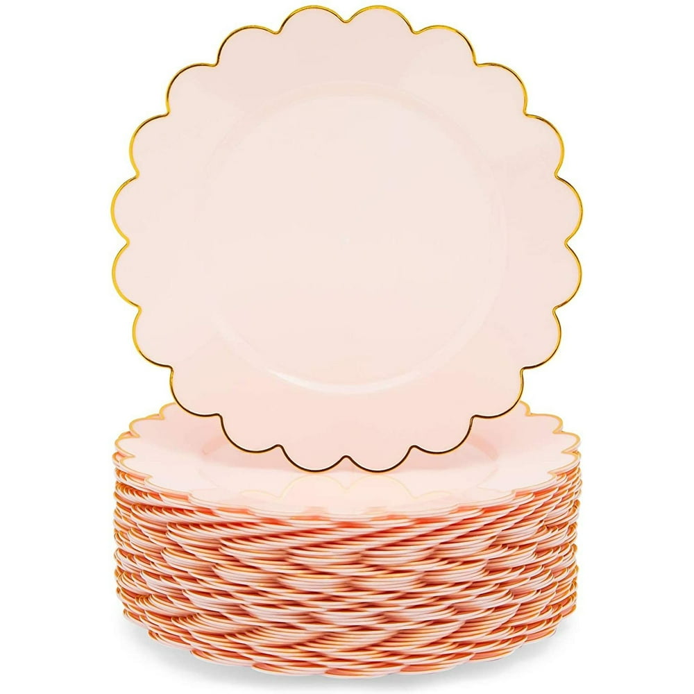 50 Pack Disposable Scalloped Plastic Dinner Plates for Luau Birthday ...