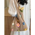 thumbnail image 4 of Hollow Floral Knit Tote Bag For Women, Oversized Beach Bag With Shoulder Strap, Lightweight Woven Shopping Bag For Commute, Vacation, And Beach, 4 of 5