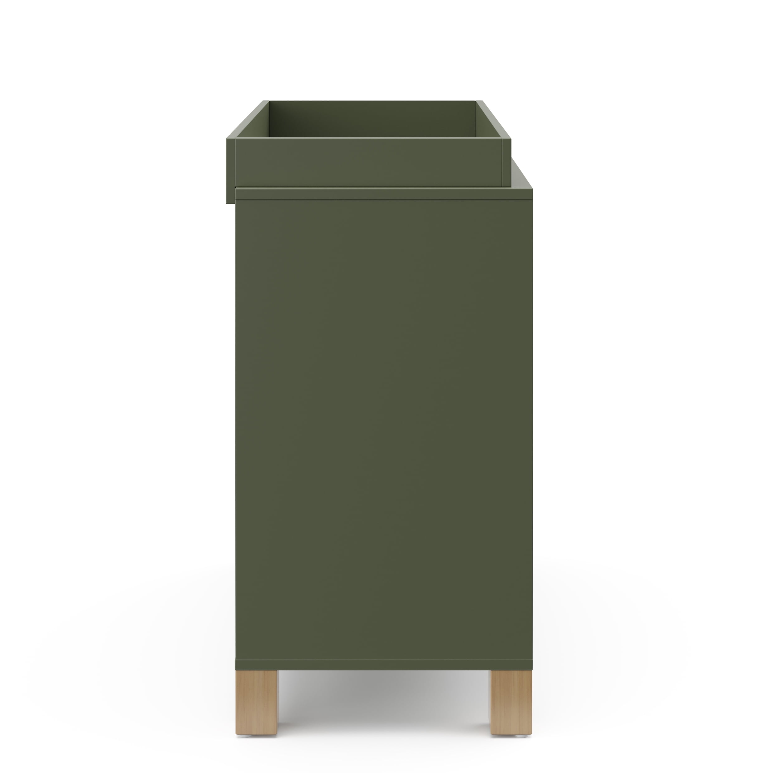 Storkcraft California 3 Drawer Dresser with Infant Changing Topper, Olive with Driftwood