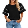 thumbnail image 2 of Lmueinov Womens Summer Short Sleeve Tops Crew Neck Tee with Decorative Cutout Sleeves 2026 Fashion Casual Loose Fit Cute Basic TShirts, 2 of 4
