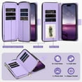 thumbnail image 3 of Wallet Case for iPhone Air, PU Leather TPU Protective Rugged Cover with Credit Card Slots Cash Slot Zipper Pocket Magnetic Closure Kickstand Wrist Strap & Adjustable Shoulder Strap, Purple, 3 of 7