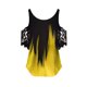 thumbnail image 5 of ICHUANYI Clearance Fashion Woman Causal Zipper Neck Printing Blouse Lace Short Sleeve T-Shirt Summer Tops(Yellow, L) ICHUANYI WER2023080900370, 5 of 5