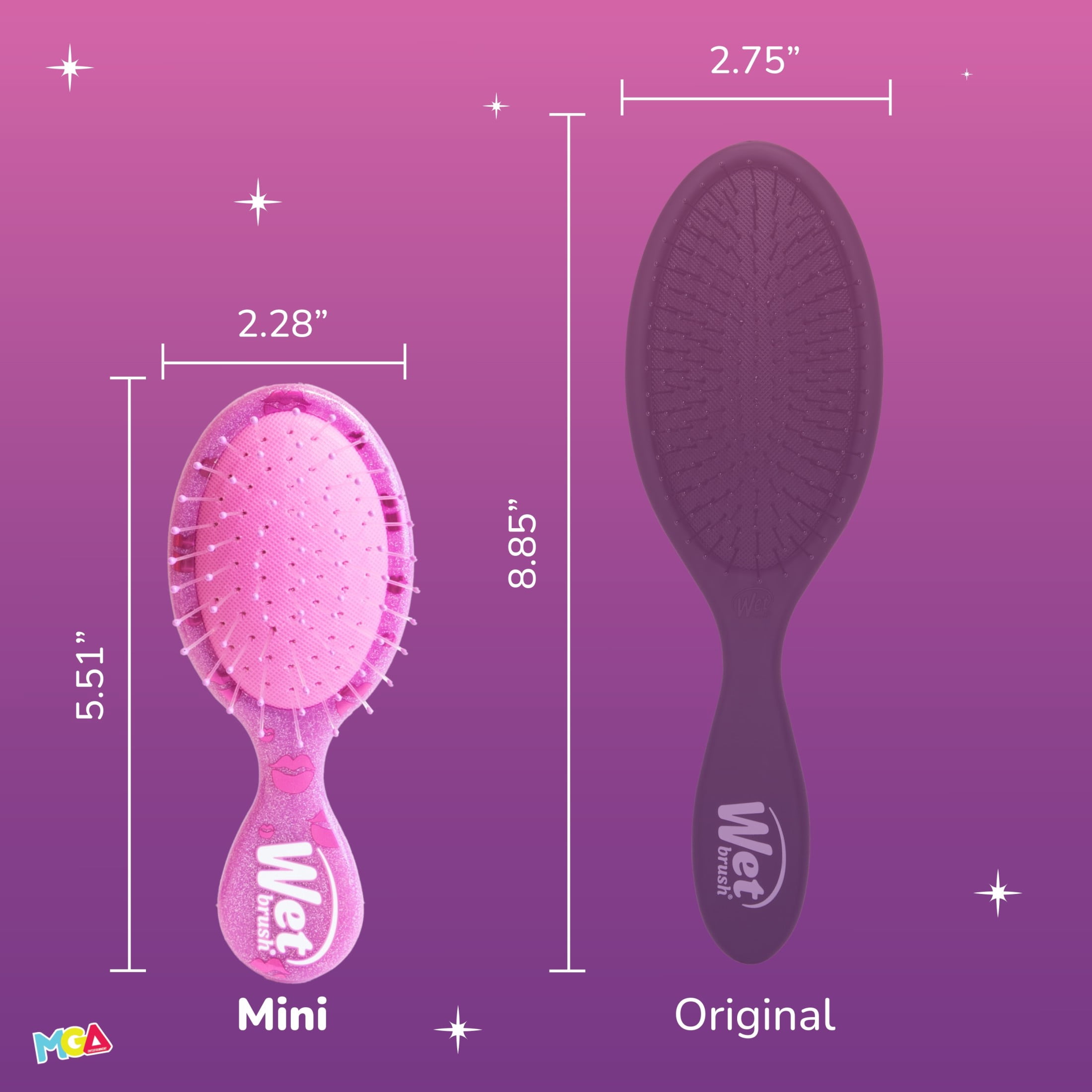 Wet Brush Bratz Cloe Mini Detangler Hairbrush with 4 Bonus Seamless Elastics