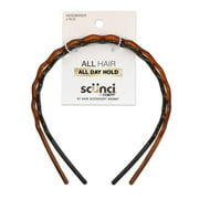 Scunci Effortless Beauty Teethcomb Headbands, Black and Tortoise Shell, 2 Ct