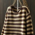 thumbnail image 3 of Abomasnow Oversized Sweaters for Women Vintage Long Sleeve Crewneck Stripe Print Knit Sweaters Fall Winter Warm Pullover Sweater Tops, 3 of 3