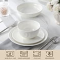 thumbnail image 2 of Vancasso 24 Piece Porcelain Dinnerware Sets, Porcelain Dinner Sets for 6, Plates and Bowls Sets with Embossed Design, Dishwasher & Microwave Safe, Black Trim, 2 of 7
