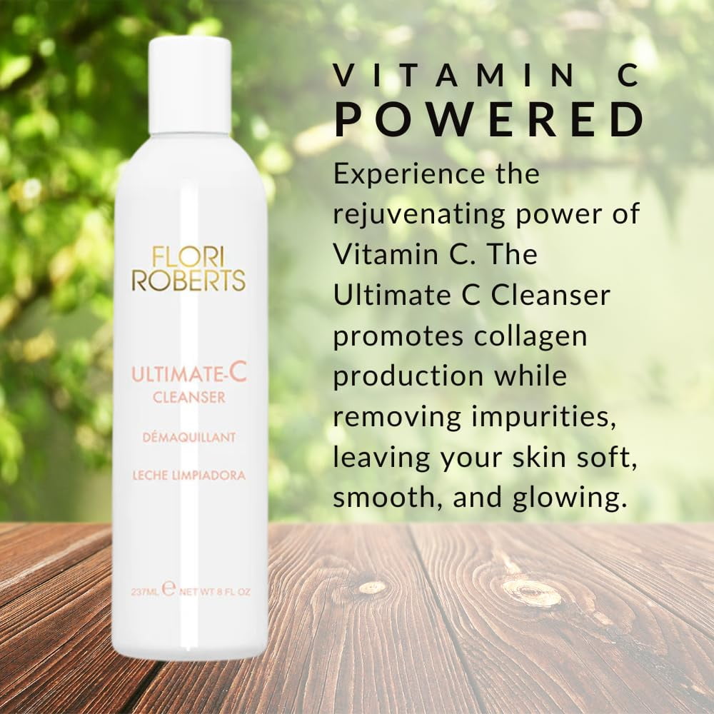 Flori Roberts Ultimate C Cleanser, Creamy Face Wash with Vitamin C, Moisturizing for All Skin Tones