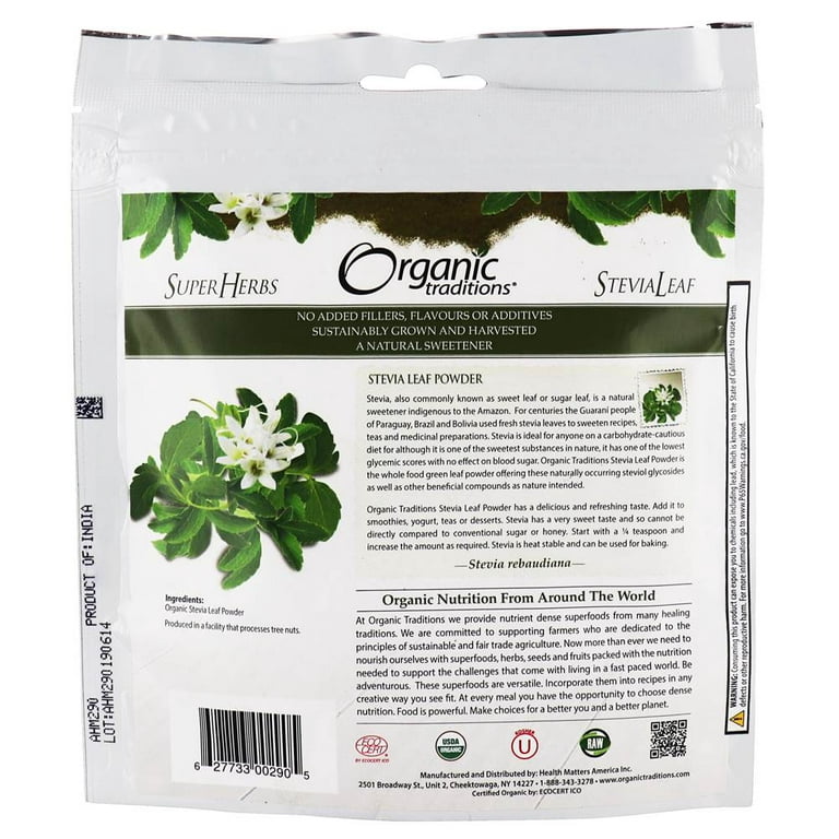 Organic traditions - poudre de stevia / feuille verte - 100 g – Gagné en  Santé
