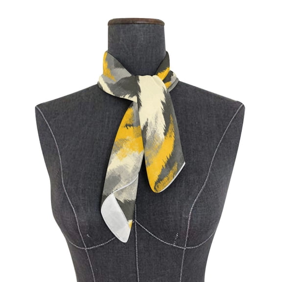 Square Scarf 24x24 Inch Brushstroke Yellow Grey Camo Print Silky Satin Sun Protection Neck Scarf for Women Multi-Purpose Head Wrap Bandana for Hair Bag Decoration