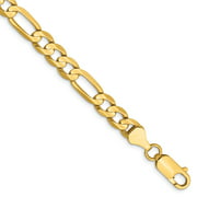 Men's 6mm, 14k Yellow Gold, Open Concave Figaro Chain Bracelet, 7 Inch