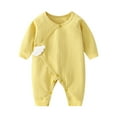 thumbnail image 2 of TOOYOU Baby Girl Bodysuits Cheap Toddler Girl Onesies Solid Color Long Sleeve Jumpsuit Zipper Closure Baby Romper Yellow Size 1-3 Months, 2 of 9