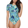 thumbnail image 2 of Goofa Flying Swallows Printed Women Rash Guard Short Sleeve,Tummy control Swimsuit Surfing Swimsuit Bathing Suit One Piece Swimsuit UPF 50-Medium, 2 of 9