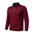 thumbnail image 6 of Busydd Quarter Zip Pullover Men with Quilted Texture Fashion Stand Collar Solid Color Long Sleeve Men's Sweatshirts L, 6 of 9