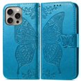 thumbnail image 2 of Butterfly Embossed Wallet Case for iPhone 15 Pro Max, PU Leather Flip Cover with Card Holder, Kickstand & Lanyard, Shockproof,,Blue,For iPhone 15 Pro Max, 2 of 9