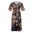 thumbnail image 3 of Robe Maxi Grande Taille Robe à Manches Courtes Col en V pour Femmes Robe Décontractée Imprimée avec Poches Robe à Manches Courtes en Liquidation, 3 of 6