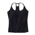 thumbnail image 2 of Thin Strap Camisole Tank Shirts for Women Removable Design Adjustable Straps Stretchy Material Daily Casual Outfit for Multiple Occasions Padded Cami Tops (Black,M), 2 of 8