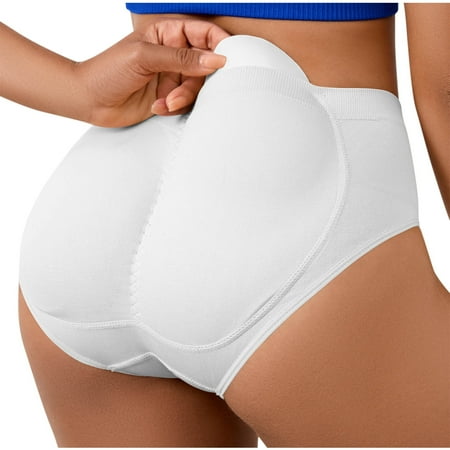 ylioge Plus Size Shapewear Underwear for Women S-4XL with Removeable Padded Butt Lifting Panties Low Rise Stretchy Solid High-Cut Briefs Clearance