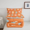 thumbnail image 5 of Homewish Watercolor Floral Queen Comforter Set,Orange Flowers Comforter Sets Queen,Light Gray Reversible,3-Piece,1 Comforter and 2 Pillowcases, 5 of 7