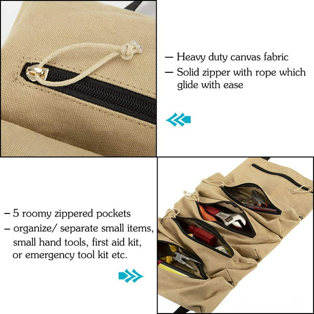 Multipurpose Canvas Zipper Heavy Duty Tool Bag Organize Storage Pouch 9 x  6.75 