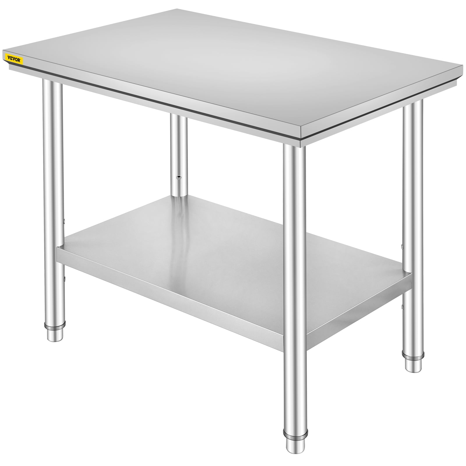 Home and Hotel Work Table with Adjustable Undershelf and Foot for Restaurant Stainless Steel Table NSF Commercial Heavy Duty Workbench 