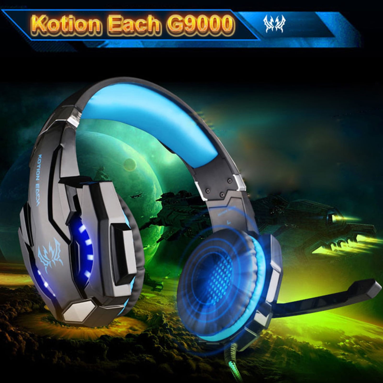 KOTION EACH G9000 3.5mm Gaming Headphone Stereo Game Headset Noise Cancellation Earphone Mic LED Light Control - Walmart.com