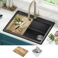 thumbnail image 2 of KRAUS Bellucci 28 Granite Composite WorkstationDrop-In Top MountSingle Bowl Kitchen Sink in Metallic Black with Accessories, 2 of 17