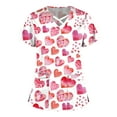 thumbnail image 4 of TIMIFIS Hauts de Sarrau d'Infirmière pour Femmes, Saint-Valentin, Uniforme de Travail, Manches Courtes, Col en V, Blouse T-shirt de Tenue de Travail avec Poches, Imprimé, 4 of 5