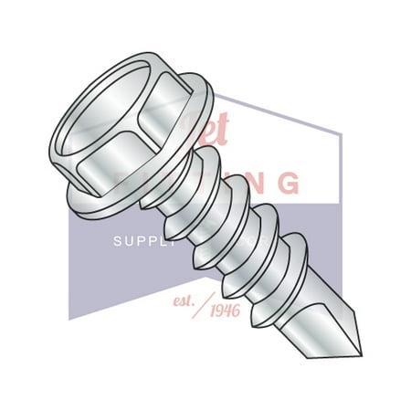 

#10 x 2 Self-Drilling Screws | Unslotted | Hex Washers Head | Steel | Zinc (Quantity: 2000)