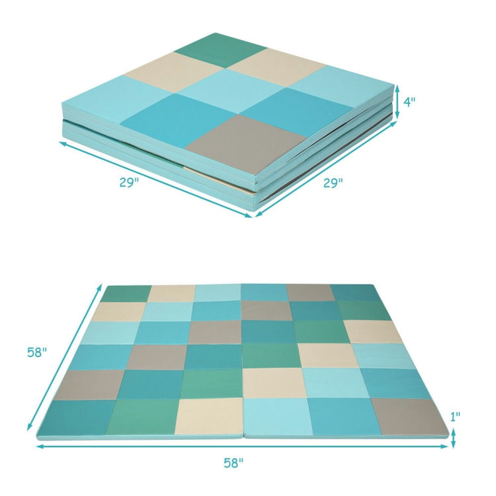 Spaco 58 Inch Toddler Foam Play Mat Baby Folding Activity Floor Mat-Light Blue, Playmate for Baby for Toddler Infant 0-3-6-9-12 Months