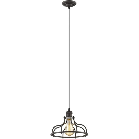 RADIANCE Goods Industrial-Style 1 Light Rubbed Bronze Ceiling Mini Pendant 10" Wide