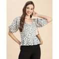 thumbnail image 5 of Moomaya Short Sleeves Sweetheart Neck Cotton Top - Women's Elegant Peplum Top, 5 of 9