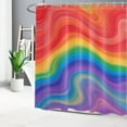 thumbnail image 2 of HVEST Abstract Rainbow Wave Shower Curtain with Colorful Marble Swirl Texture Design - Modern Geometric Boho Bathroom Decor, Waterproof Polyester Fabric, Includes 12 Hooks, 72x72 Inches, 2 of 8
