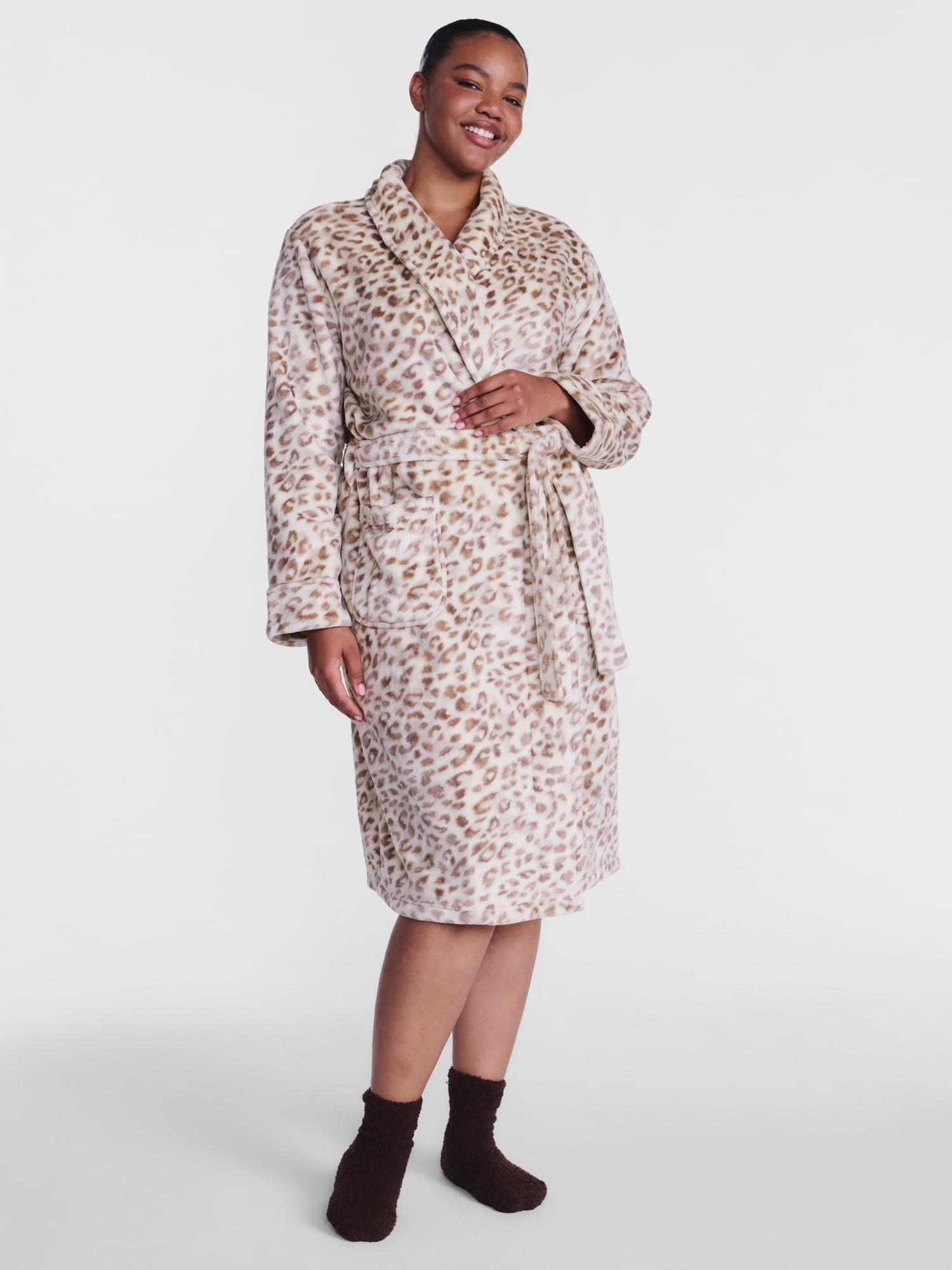 Joyspun Women's Plush Robe, Sizes S to 3X