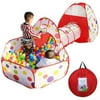 Kids Ball Pool Play Crawl Tunnel Set 3 In 1 Ball Pit Tent With 100 Ocean Balls