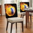 thumbnail image 4 of Flame Volleyball Chair Covers Set of 1 Sports Black Background Abstract Art Chair Back Covers Stretch Removable Washable Slipcovers Protector for Dining Room Kitchen Party Decor, 4 of 9