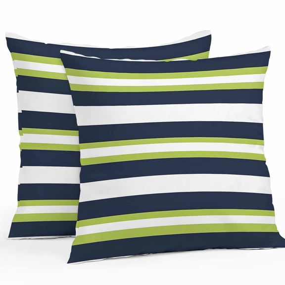 Green and Outdoor Pillow Covers Pack of 2 Dark Blue Stripes Minimalist Abstract Striped Waterproof Throw Pillow Covers Decorative Cushion Cases for Patio Garden Tent Balcony Couch 16x16 inch